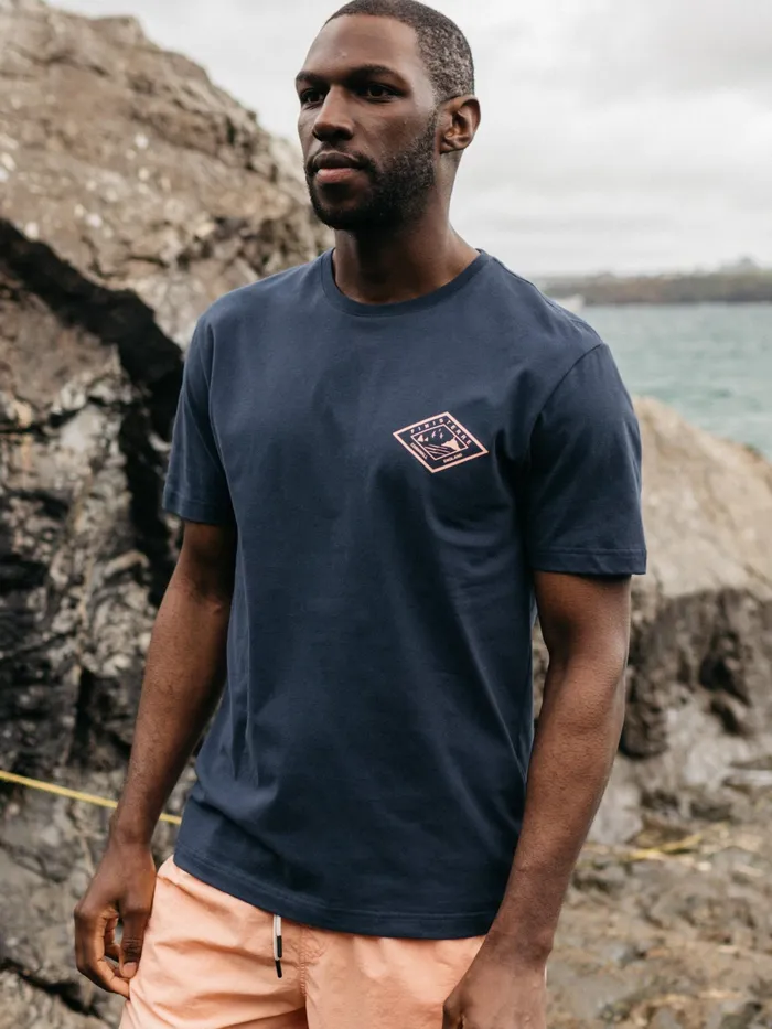 Finisterre TShirts Men Diamond Logo TShirt Navy