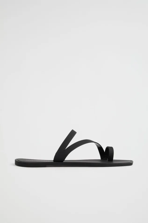 Flats Woman Seed Heritage Asymmetric Jelly Slide Black