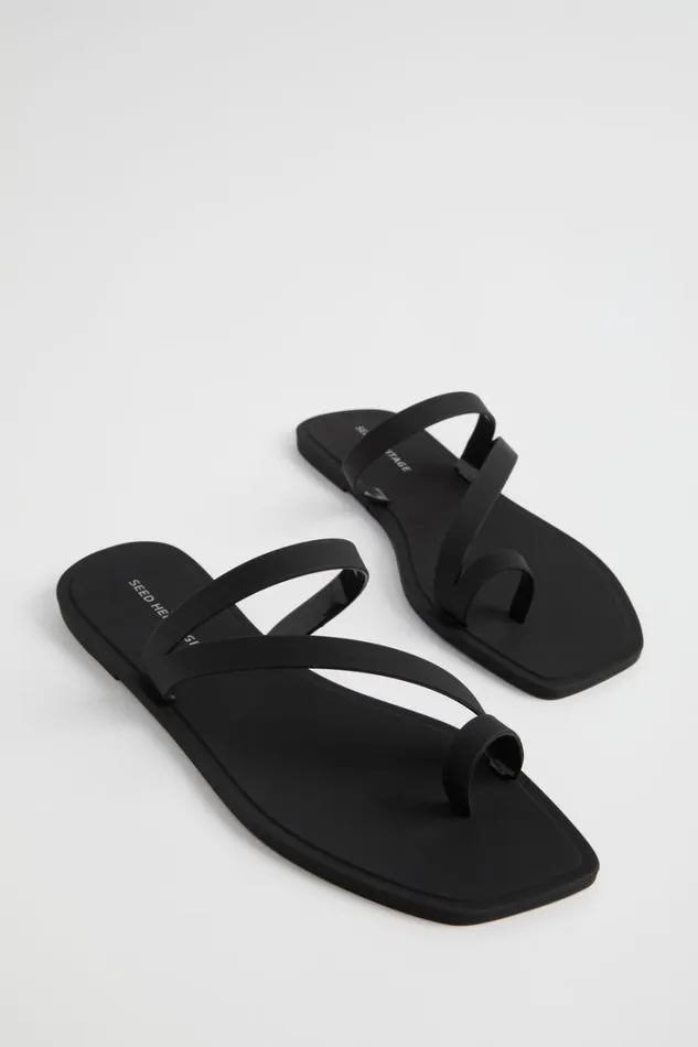 Flats Woman Seed Heritage Asymmetric Jelly Slide Black