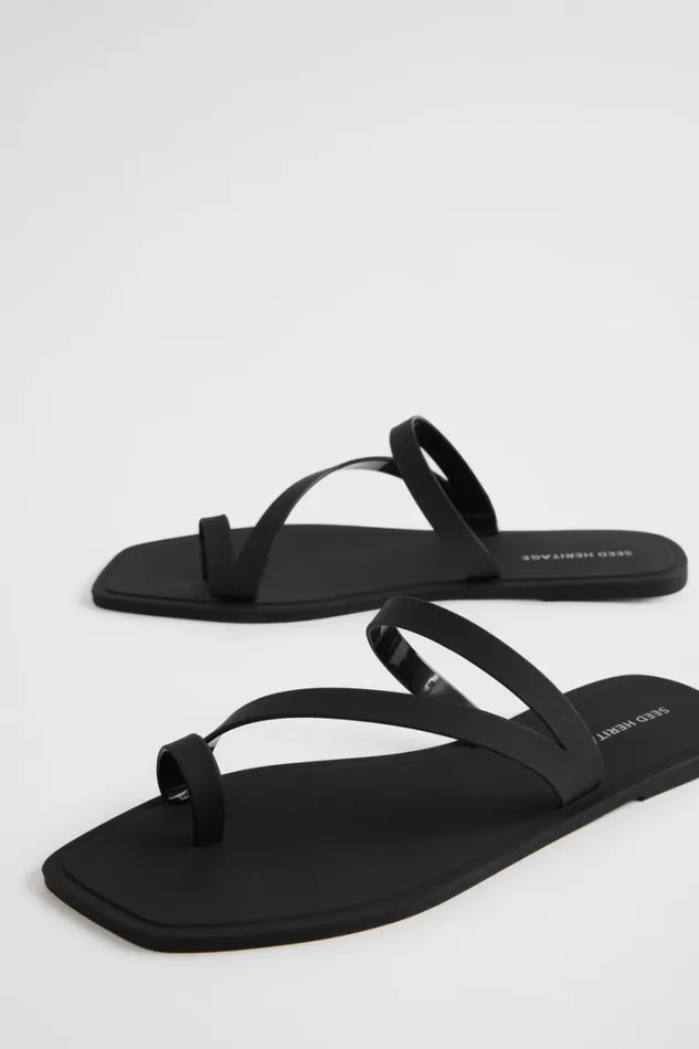 Flats Woman Seed Heritage Asymmetric Jelly Slide Black