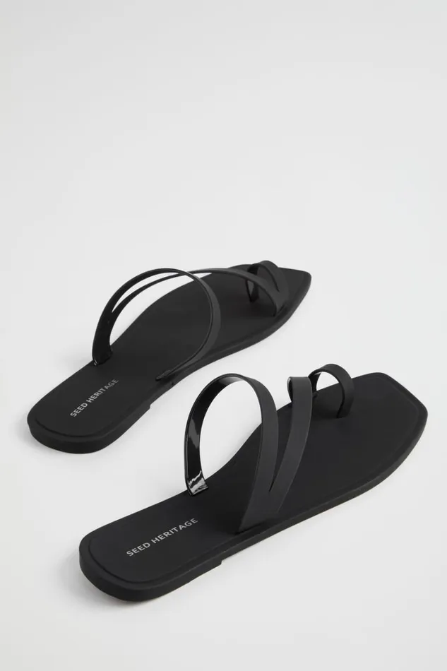 Flats Woman Seed Heritage Asymmetric Jelly Slide Black