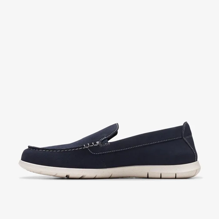 Flexway Step Navy Suede Men Clarks Loafers and Slip Ons