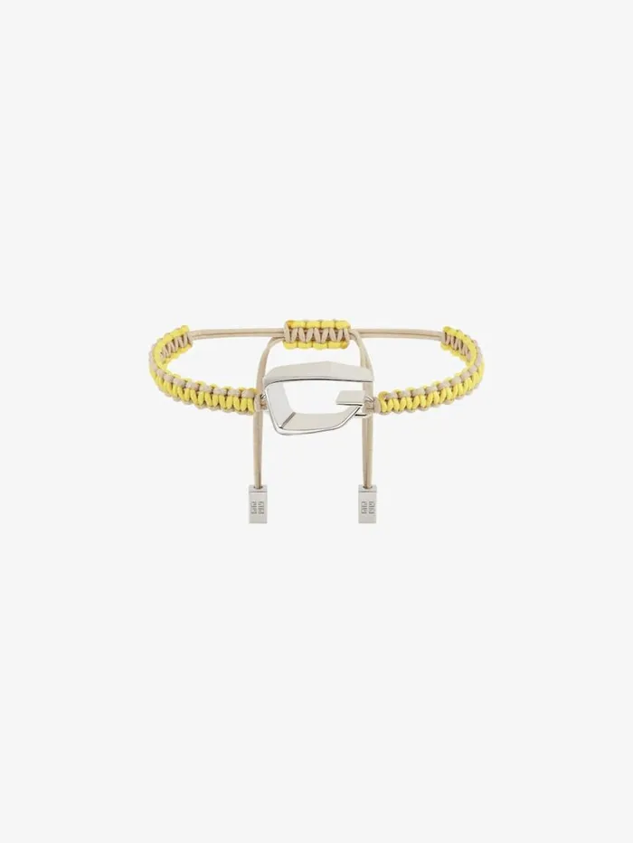 Giv Cut Bracelet In Woven Cotton And Metal Beige Men Givenchy Jewelry