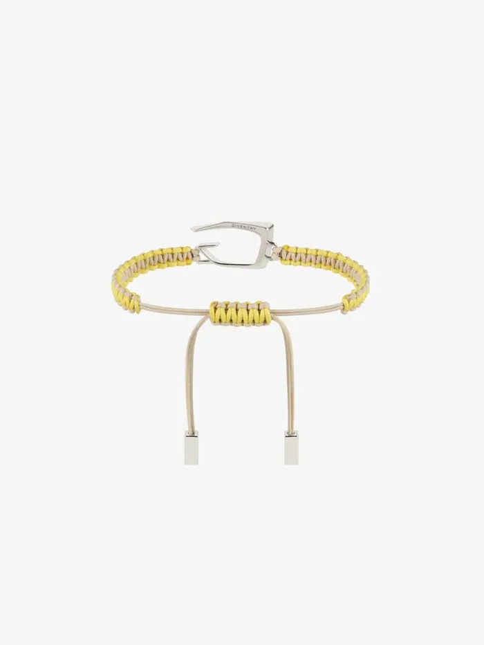 Giv Cut Bracelet In Woven Cotton And Metal Beige Men Givenchy Jewelry