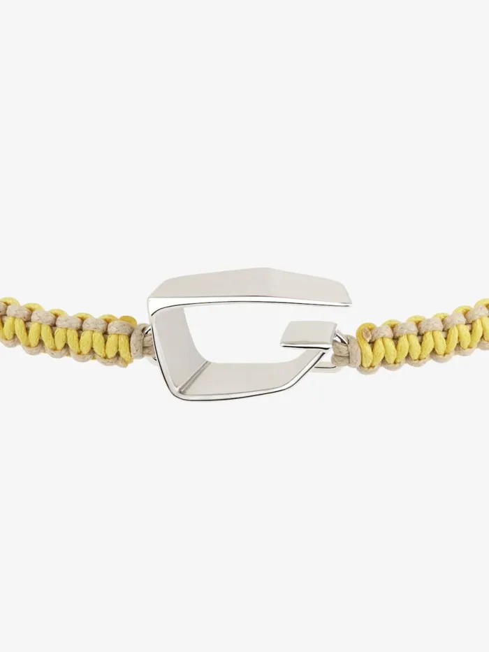 Giv Cut Bracelet In Woven Cotton And Metal Beige Men Givenchy Jewelry