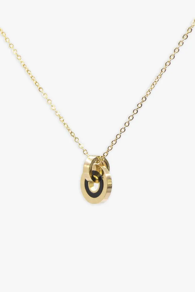 Gold Stainless Steel Chunky Hoop Pendant Necklace Women Roman Jewellery
