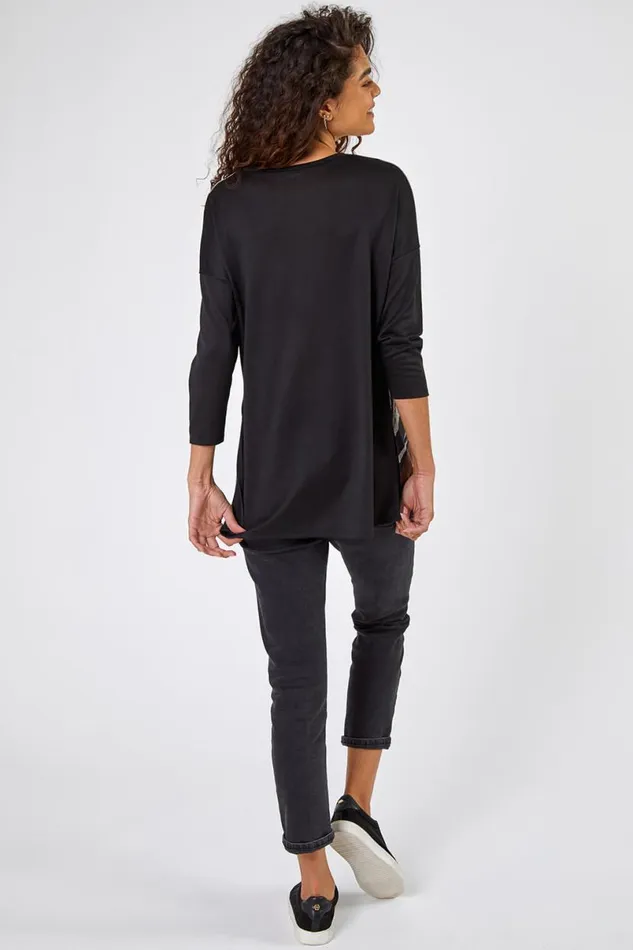 Grey Swirl Print Tunic Top Women Roman Tops