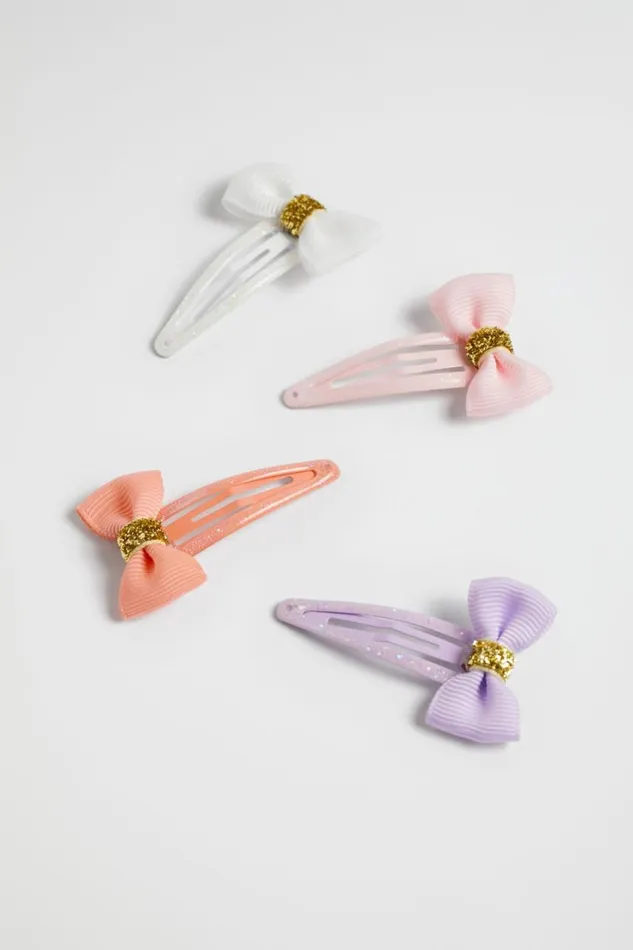 Hair Accessories Girl Seed Heritage Glitter Bow Snap Pack Multi