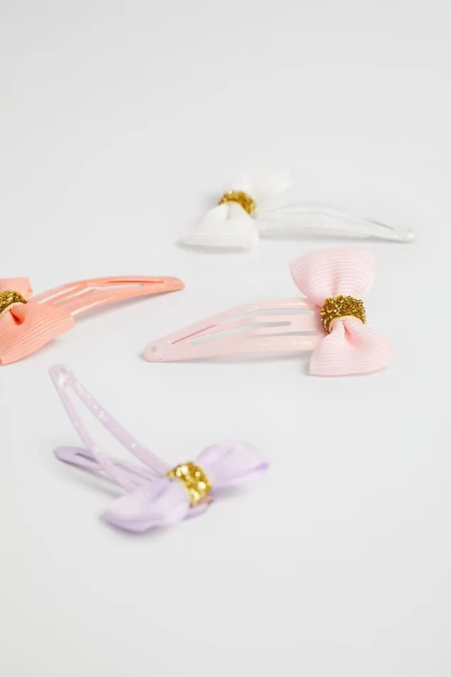 Hair Accessories Girl Seed Heritage Glitter Bow Snap Pack Multi