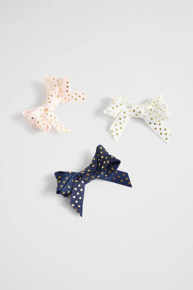 Hair Accessories Girl Seed Heritage Polka Bow Duck Clip Trio Multi