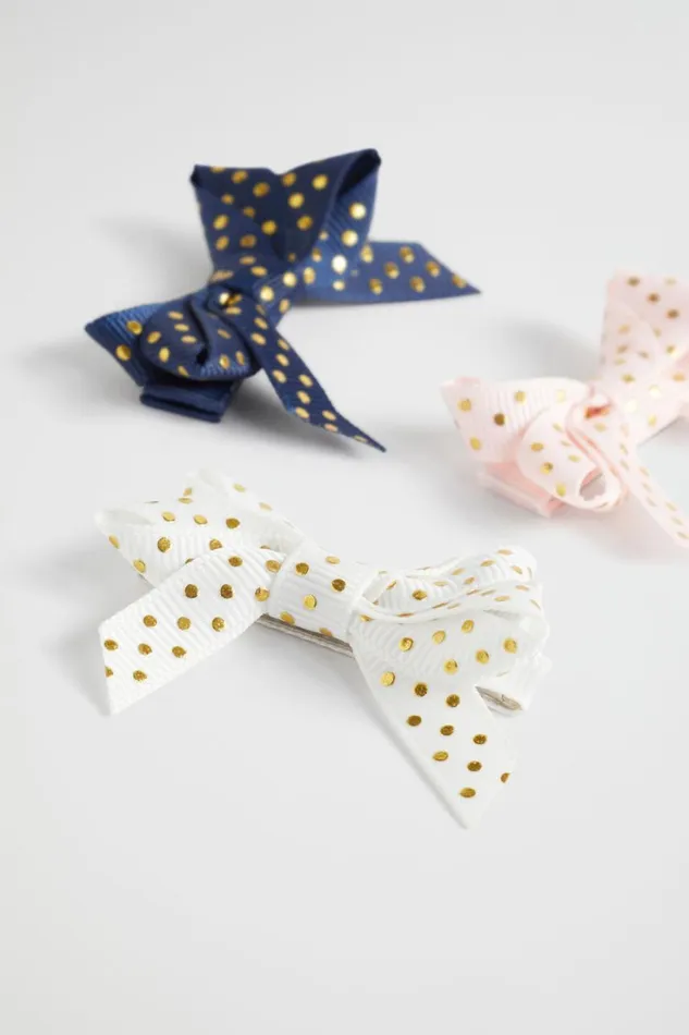 Hair Accessories Girl Seed Heritage Polka Bow Duck Clip Trio Multi