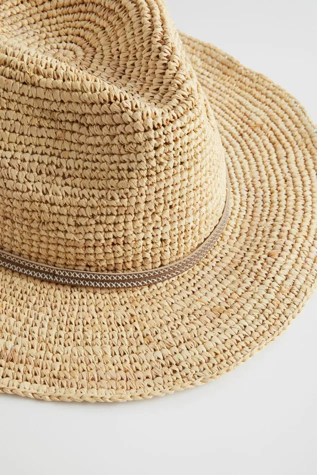 Hats and Gloves Woman Seed Heritage Raffia Stitch Detail Fedora Cookie