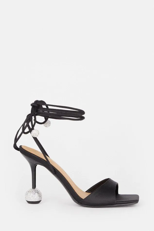 Heels Women Karen Millen Crystal Ball Strappy Heel Black