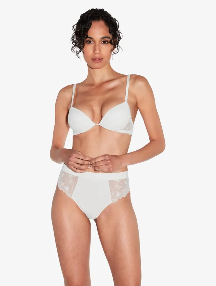 High Waisted Briefs In Lys With Embroidered Tulle Lingerie La Perla Highwaist