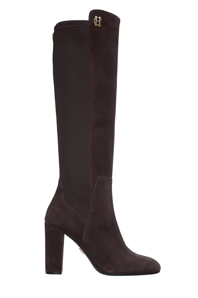 Holland Cooper Albany Heeled Boot Chocolate Suede Women Boots