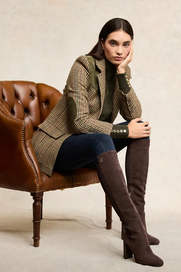 Holland Cooper Albany Heeled Boot Chocolate Suede Women Boots Holland Cooper Albany Heeled Boot Chocolate Suede Women Boots