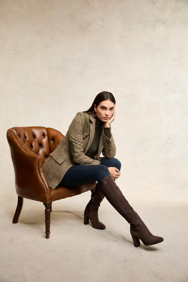 Holland Cooper Albany Heeled Boot Chocolate Suede Women Boots Holland Cooper Albany Heeled Boot Chocolate Suede Women Boots