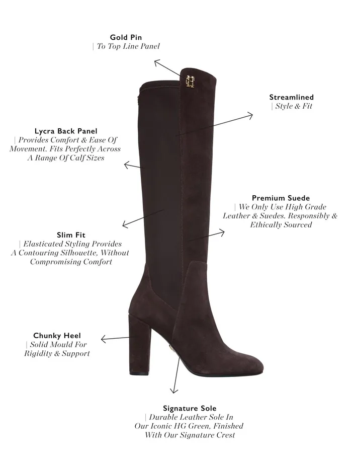 Holland Cooper Albany Heeled Boot Chocolate Suede Women Boots Holland Cooper Albany Heeled Boot Chocolate Suede Women Boots