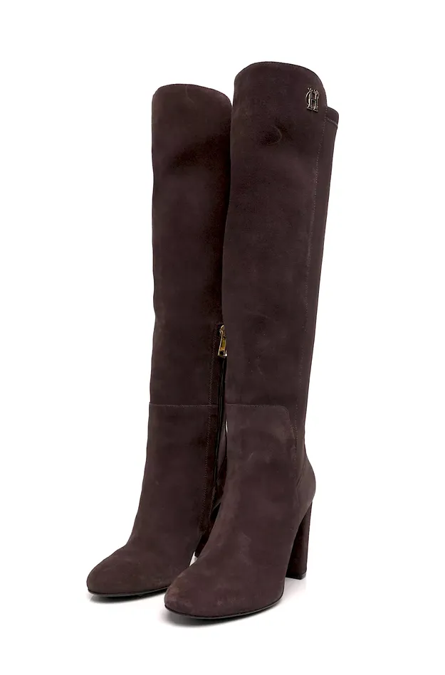 Holland Cooper Albany Heeled Boot Chocolate Suede Women Boots Holland Cooper Albany Heeled Boot Chocolate Suede Women Boots