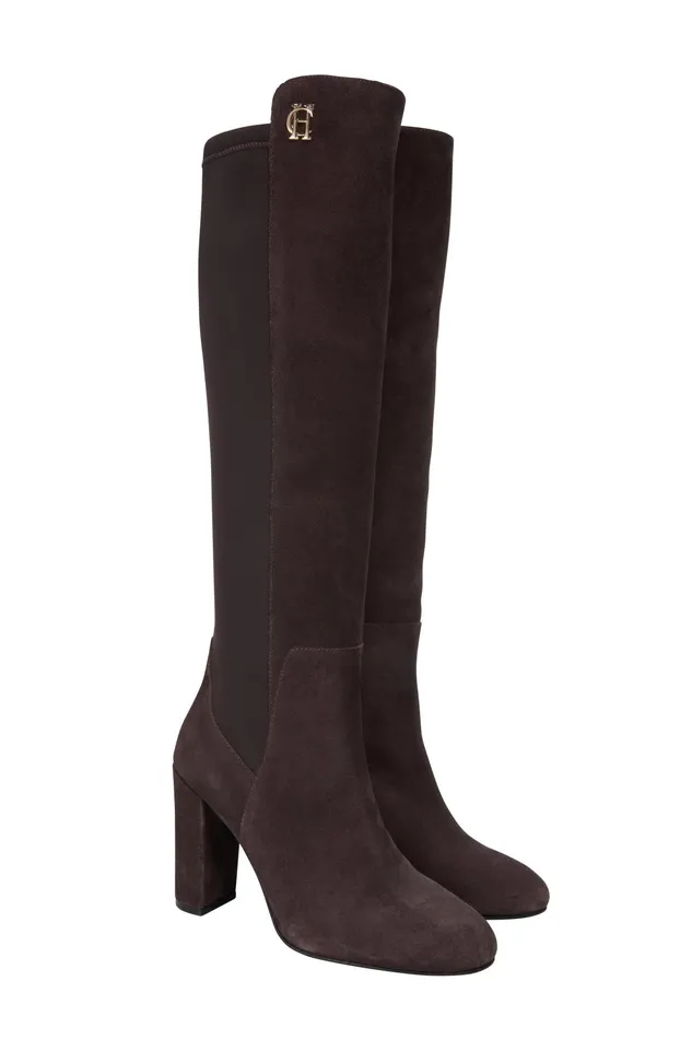 Holland Cooper Albany Heeled Boot Chocolate Suede Women Boots Holland Cooper Albany Heeled Boot Chocolate Suede Women Boots
