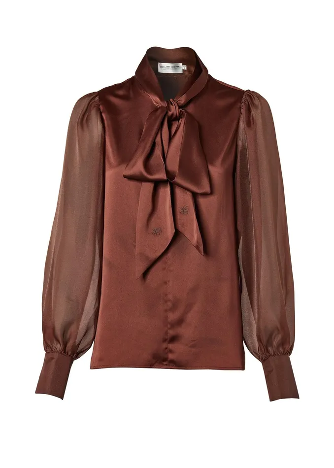 Holland Cooper Ariella Blouse Chocolate Women Shirts and Blouses Holland Cooper Ariella Blouse Chocolate Women Shirts and Blouses