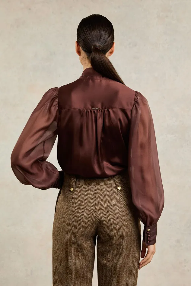Holland Cooper Ariella Blouse Chocolate Women Shirts and Blouses Holland Cooper Ariella Blouse Chocolate Women Shirts and Blouses