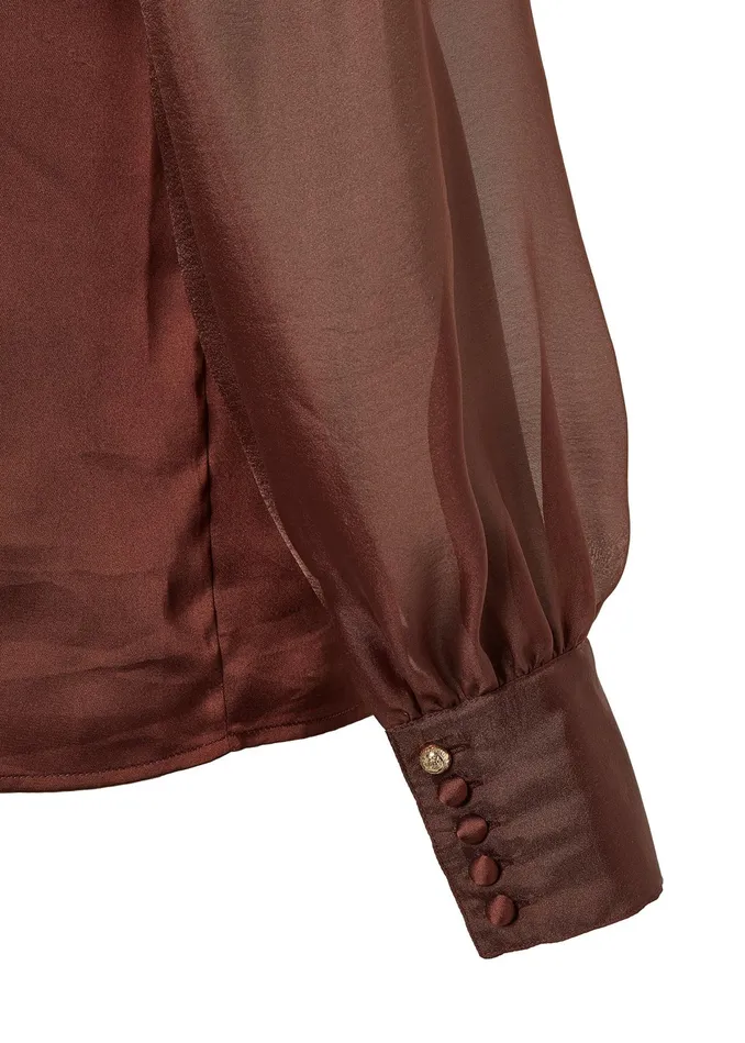 Holland Cooper Ariella Blouse Chocolate Women Shirts and Blouses Holland Cooper Ariella Blouse Chocolate Women Shirts and Blouses