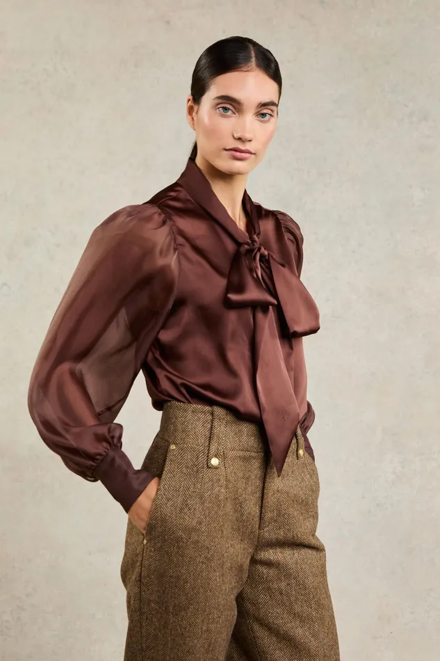 Holland Cooper Ariella Blouse Chocolate Women Shirts and Blouses Holland Cooper Ariella Blouse Chocolate Women Shirts and Blouses