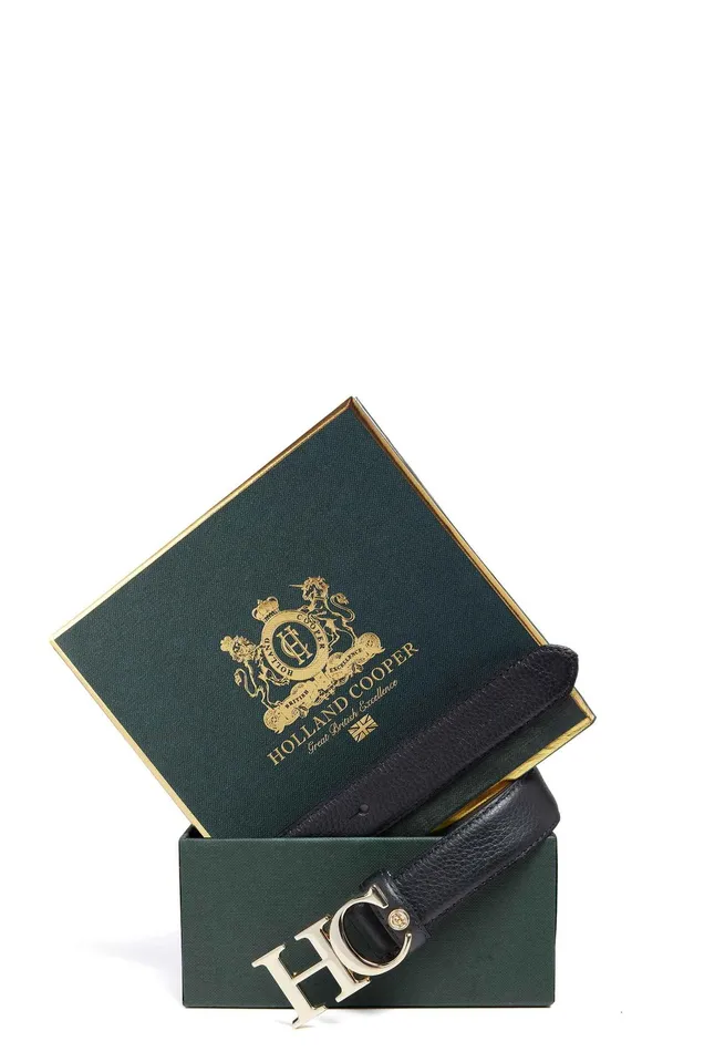 Holland Cooper Atelier Slim Logo Belt Black Women Belts