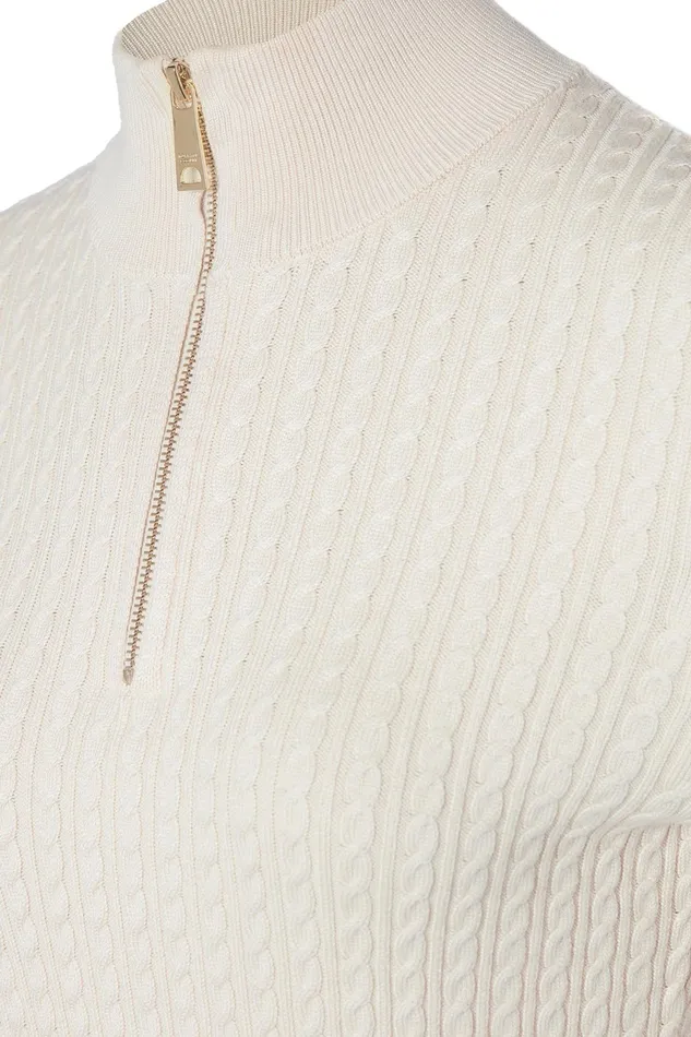 Holland Cooper Ava Quarter Zip Knit Almond Women Knitwear Holland Cooper Ava Quarter Zip Knit Almond Women Knitwear