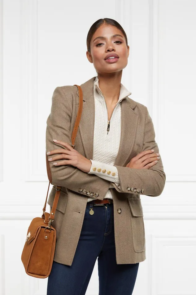 Holland Cooper Ava Quarter Zip Knit Almond Women Knitwear Holland Cooper Ava Quarter Zip Knit Almond Women Knitwear