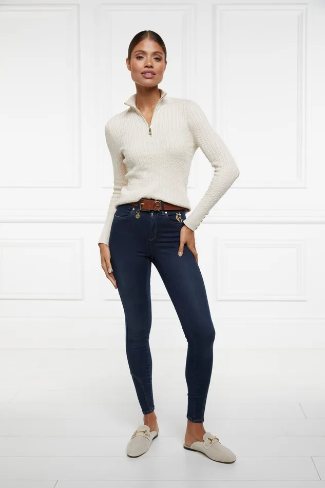 Holland Cooper Ava Quarter Zip Knit Almond Women Knitwear Holland Cooper Ava Quarter Zip Knit Almond Women Knitwear
