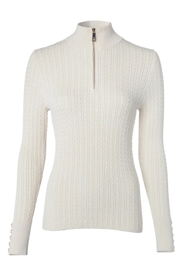 Holland Cooper Ava Quarter Zip Knit Almond Women Knitwear Holland Cooper Ava Quarter Zip Knit Almond Women Knitwear