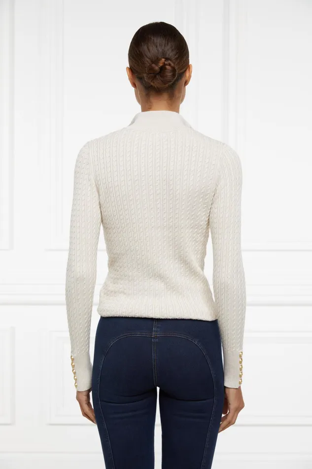 Holland Cooper Ava Quarter Zip Knit Almond Women Knitwear Holland Cooper Ava Quarter Zip Knit Almond Women Knitwear