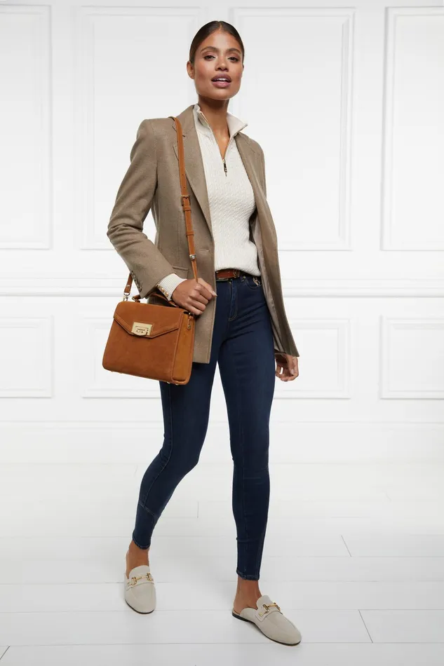 Holland Cooper Ava Quarter Zip Knit Almond Women Knitwear Holland Cooper Ava Quarter Zip Knit Almond Women Knitwear