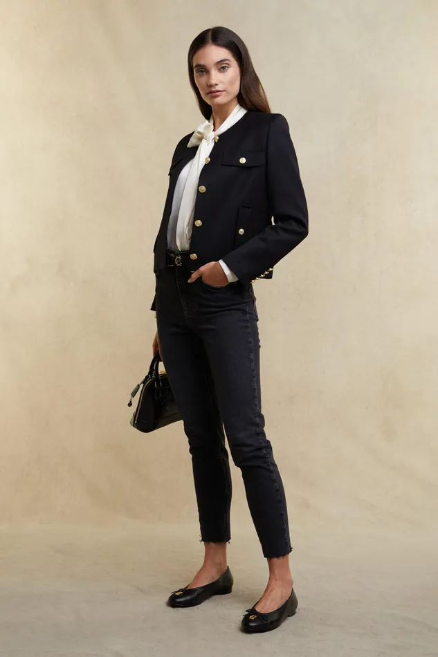 Holland Cooper Chelsea Jacket Black Twill Women Jackets Holland Cooper Chelsea Jacket Black Twill Women Jackets