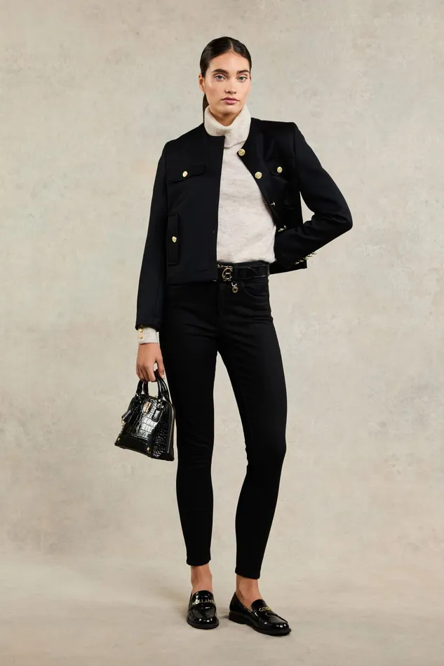 Holland Cooper Chelsea Jacket Black Twill Women Jackets Holland Cooper Chelsea Jacket Black Twill Women Jackets