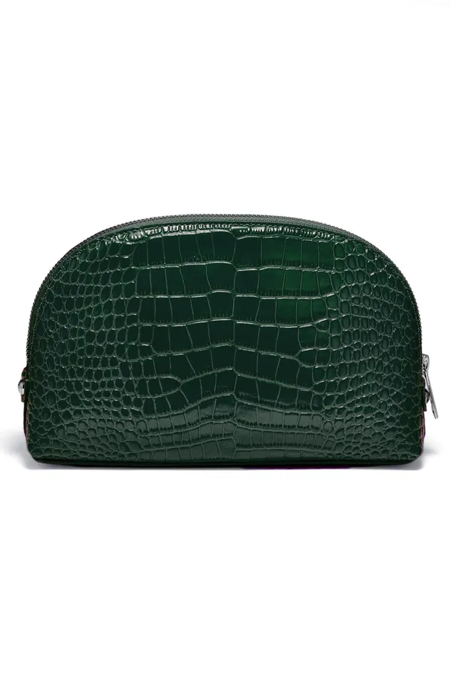 Holland Cooper Chelsea Makeup Bag Emerald Croc Women Small Leather Goods Holland Cooper Chelsea Makeup Bag Emerald Croc Women Small Leather Goods