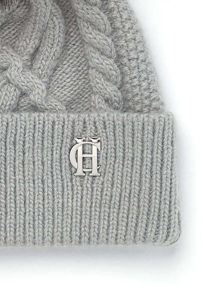 Holland Cooper Cortina Bobble Hat Soft Grey Women Hats and Headbands