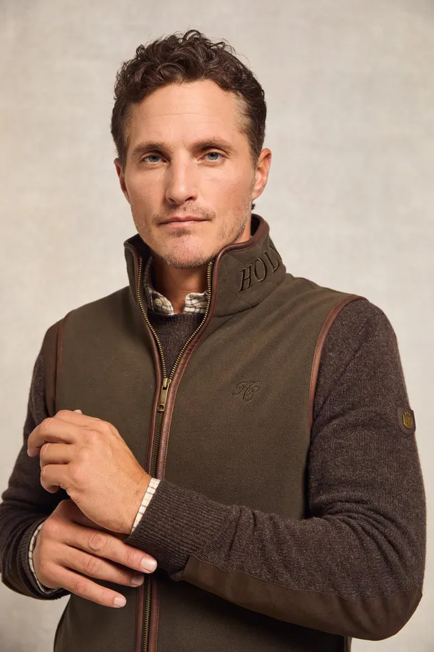 Holland Cooper Country Fleece Gilet Khaki Men Fleeces