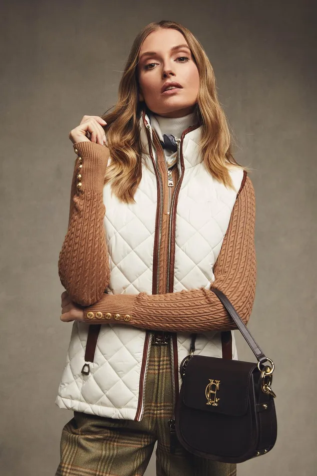 Holland Cooper Country Quilted Gilet Cream Women Gilets