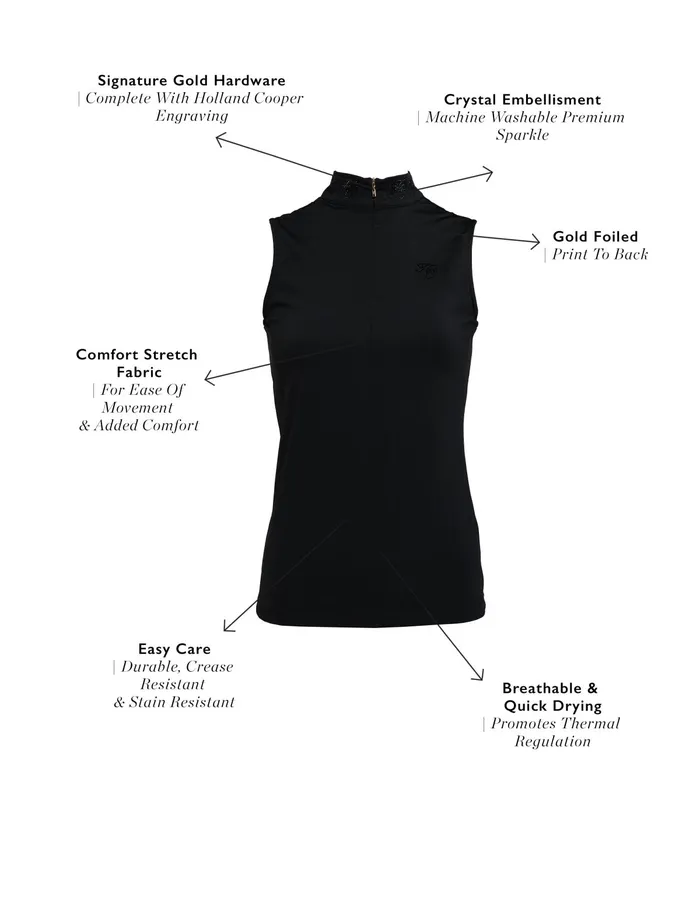 Holland Cooper Crystal Sleeveless Base Layer Black Women Base Layers Holland Cooper Crystal Sleeveless Base Layer Black Women Base Layers