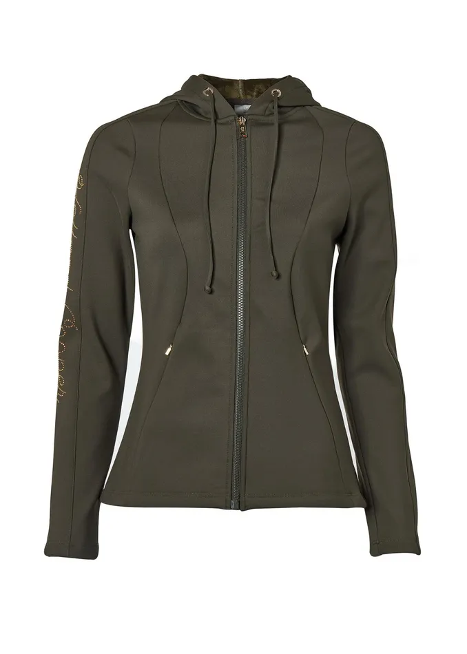 Holland Cooper Crystal Zip Hoodie Dark Olive Women Jackets Holland Cooper Crystal Zip Hoodie Dark Olive Women Jackets