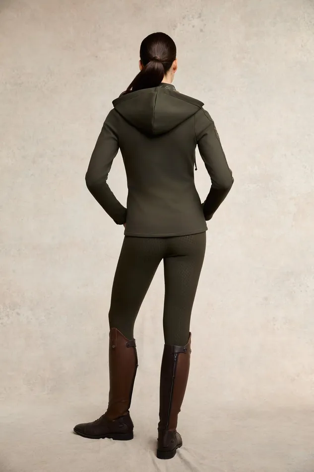 Holland Cooper Crystal Zip Hoodie Dark Olive Women Jackets Holland Cooper Crystal Zip Hoodie Dark Olive Women Jackets