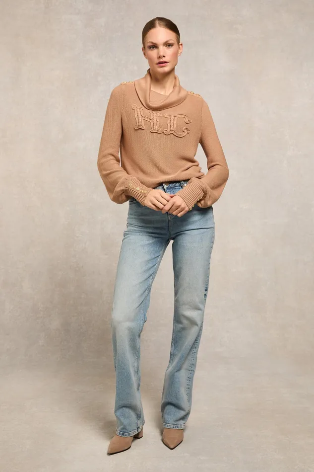 Holland Cooper Daisy Roll Neck Knit Camel Women Knitwear Holland Cooper Daisy Roll Neck Knit Camel Women Knitwear