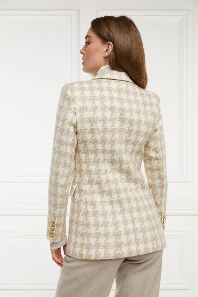 Holland Cooper Double Breasted Blazer Camel Houndstooth Women Tailoring