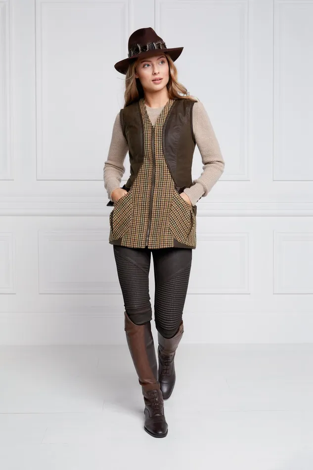 Holland Cooper Field Vest Hailes Green Tweed Women Gilets