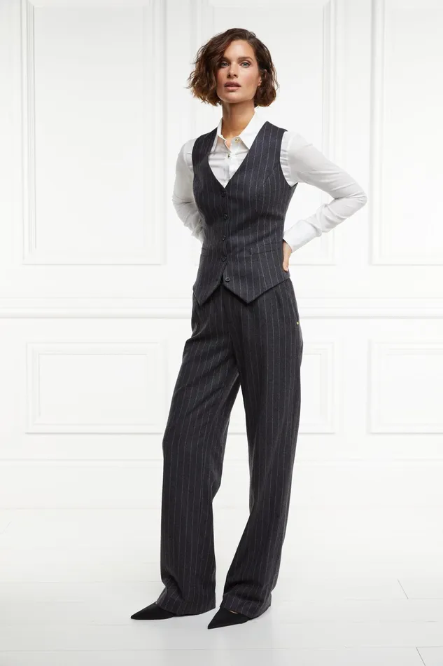 Holland Cooper Hampton Waistcoat Charcoal Pinstripe Women Waistcoats