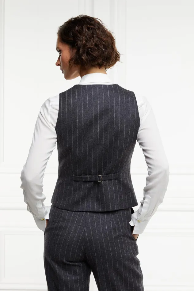 Holland Cooper Hampton Waistcoat Charcoal Pinstripe Women Waistcoats