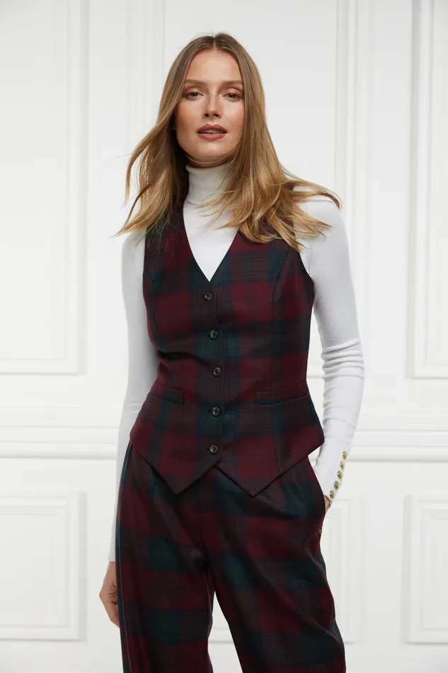 Holland Cooper Hampton Waistcoat Mulberry Tartan Women Tailoring Holland Cooper Hampton Waistcoat Mulberry Tartan Women Tailoring
